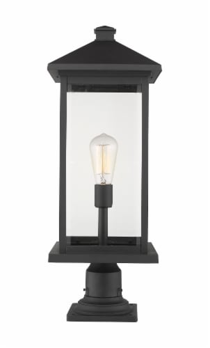 Portland 1 Light Outdoor Pier Mounted Fixture Clear Beveled Perspective: front