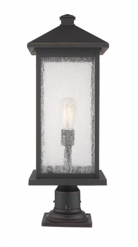 Portland 1 Light Outdoor Pier Mounted Fixture Clear Beveled Perspective: front