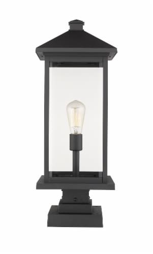 Portland 1 Light Outdoor Pier Mounted Fixture Clear Beveled Perspective: front