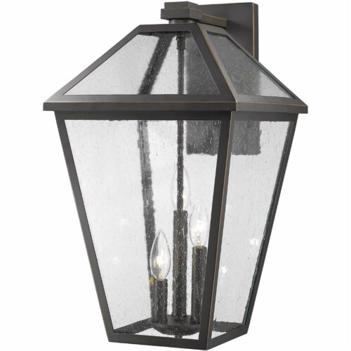 Z-Lite Talbot 3 Light 21  Seedy Glass Steel Outdoor Wall Sconce in Bronze Perspective: front