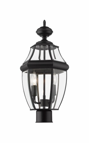 2 Light Outdoor Post Mount Fixture Frame Finish Black Perspective: front