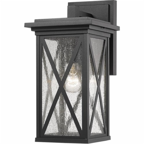Z-Lite Brookside 15  Seedy Glass Aluminum Outdoor Wall Sconce in Black Perspective: front