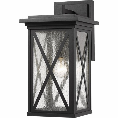 Z-Lite Brookside 18  Seedy Glass Aluminum Outdoor Wall Sconce in Black Perspective: front