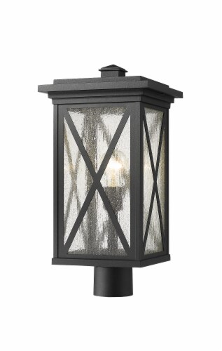 1 Light Outdoor Post Mount Fixture Frame Finish Black Perspective: front
