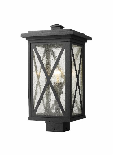 1 Light Outdoor Post Mount Fixture Frame Finish Black Perspective: front