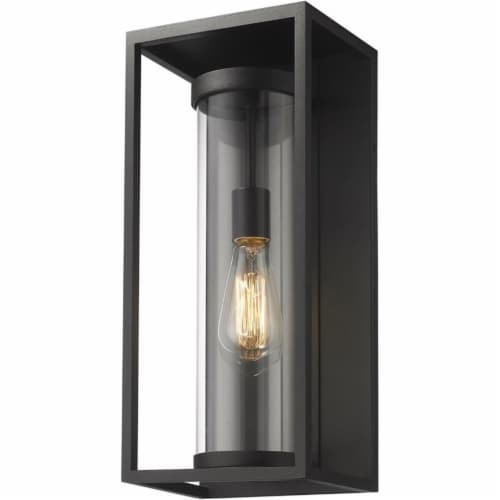 Z-Lite Dunbroch 18"" Clear Glass Aluminum Outdoor Wall Sconce in Black Perspective: front