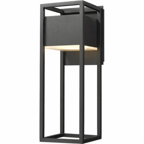 Z-Lite Barwick 18  Etched Glass Aluminum Outdoor LED Wall Sconce in Black Perspective: front