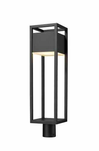 1 Light Outdoor Post Mount Fixture Frame Finish Black Perspective: front