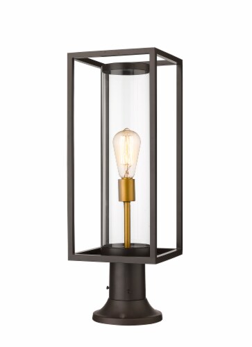 1 Light Outdoor Pier Mounted Fixture Frame Finish Deep Bronze + Outdoor Brass Perspective: front