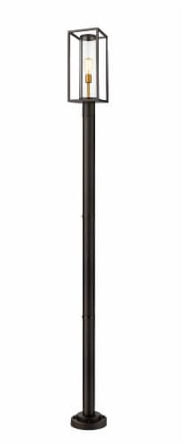 1 Light Outdoor Post Mounted Fixture Frame Finish Deep Bronze + Outdoor Brass Perspective: front