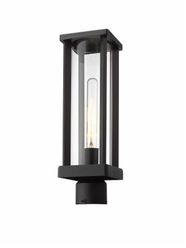 1 Light Outdoor Post Mount Fixture Frame Finish Black Perspective: front
