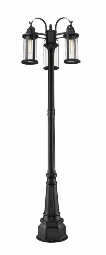 3 Light Outdoor Post Mounted Fixture Frame Finish Black Perspective: front