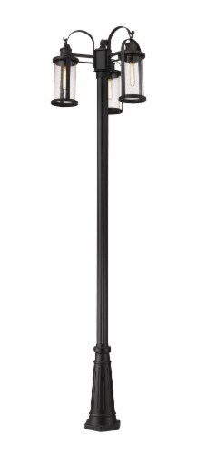 3 Light Outdoor Post Mounted Fixture Frame Finish Black Perspective: front