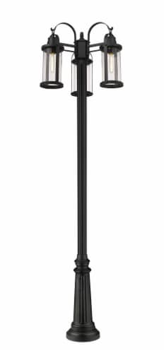 3 Light Outdoor Post Mounted Fixture Frame Finish Black Perspective: front