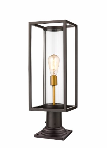 1 Light Outdoor Pier Mounted Fixture Frame Finish Deep Bronze + Outdoor Brass Perspective: front