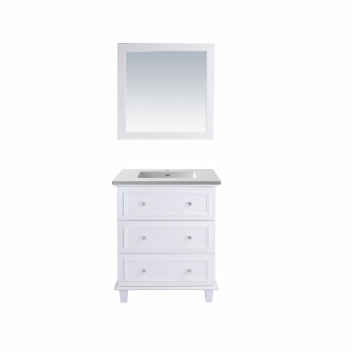 Luna - 30 - White Cabinet + Matte White VIVA Stone Solid Surface Countertop Perspective: front