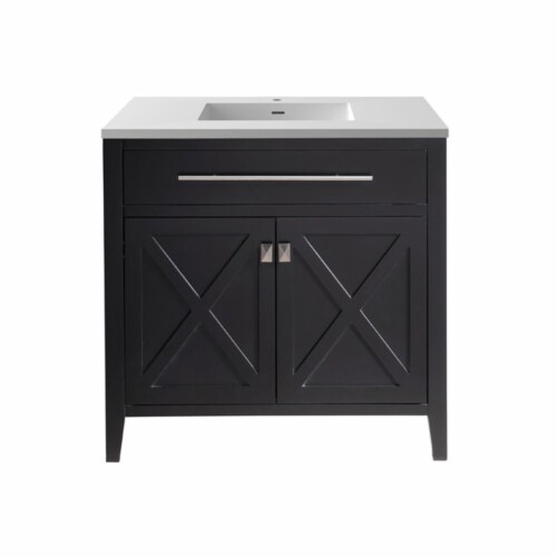 Wimbledon - 36 - Espresso Cabinet + Matte White VIVA Stone Solid Surface Countertop Perspective: front