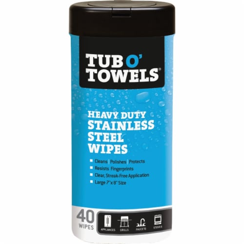 Tub O' Towels Stainless Steel Wipes 40ct. Perspective: front