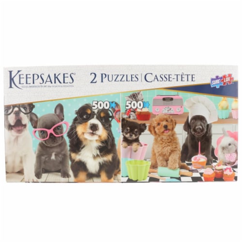 Set of 2 Keepsakes 500 Piece Jigsaw Puzzles | Dogs Having Fun Perspective: front