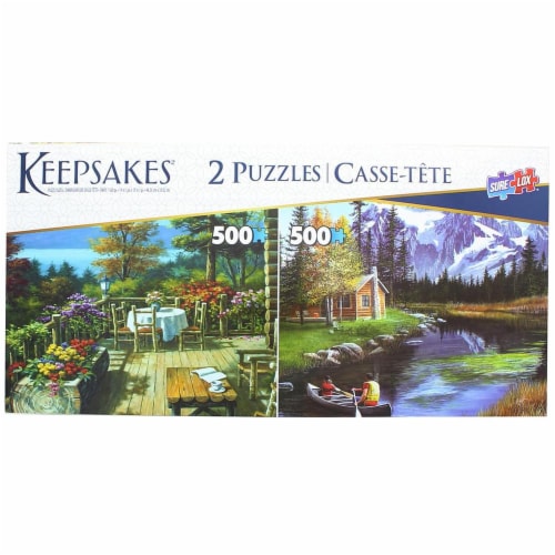 Set of 2 Keepsakes 500 Piece Jigsaw Puzzles | Mountain Cabins Perspective: front