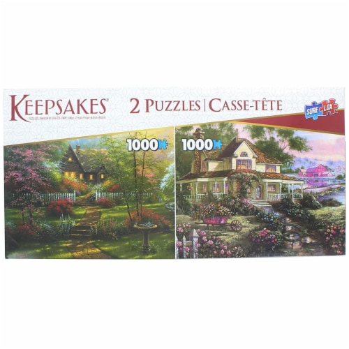 Set of 2 Keepsakes 1000 Piece Jigsaw Puzzles | Colorful Cottages Perspective: front