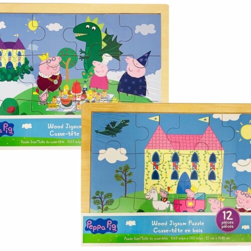 TCG Toys 30375755 Peppa Pig Wood Jigsaw Puzzle - 12 Piece - Assorted Designs Perspective: front