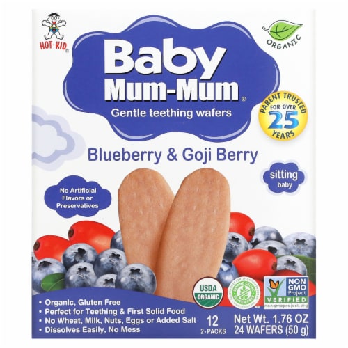 Baby Mum-Mum Organic Blueberry & Goji Rice Rusks - 6 Boxes Perspective: front