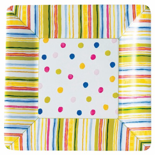 Boston International Smart Dots Square Paper Plates - 8 Pack Perspective: front