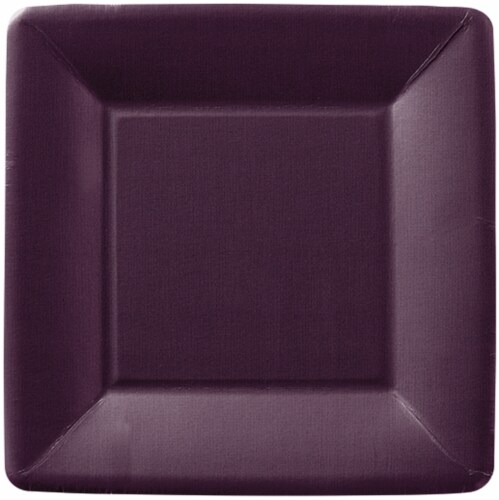 Boston International Square Paper Plates - 8 Pack - Aubergine Perspective: front