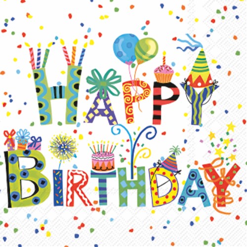 Boston International Happy Birthday Lunch Napkins Perspective: front