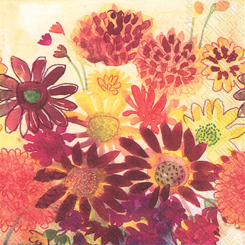 Boston International Lunch Fall Flowers Paper Napkins Perspective: front