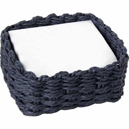 Boston International IHR Paper Woven Cocktail Napkin Caddy - Dark Blue Perspective: front