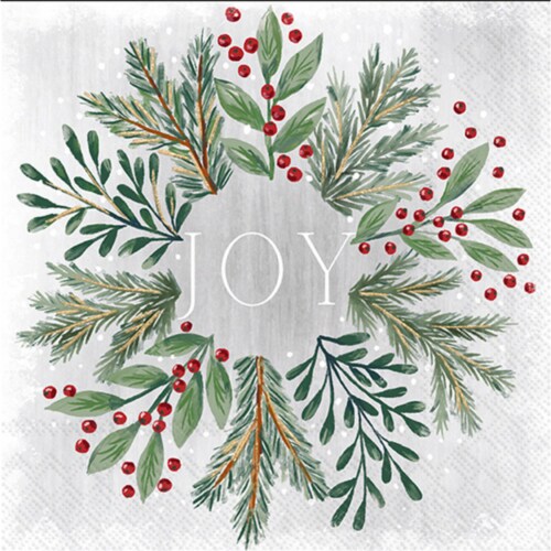 Boston International Table Cloth - Gilded Painterly Wreath Perspective: front