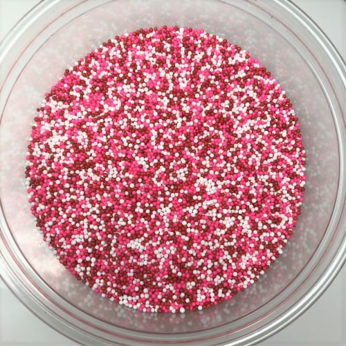Valentine Mix Nonpareils Red Pink White Bakery Topping Sprinkles 5 pound Perspective: front