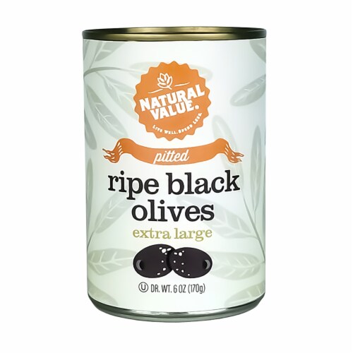Natural Value 6 oz. EXTRA LARGE Pitted Black Olives / 6Pack, 6 Fry’s