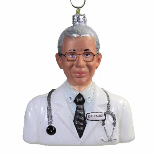 Holiday Ornament Dr Fauci Glass Physician Pandemic Covid19 Go8046 Perspective: front