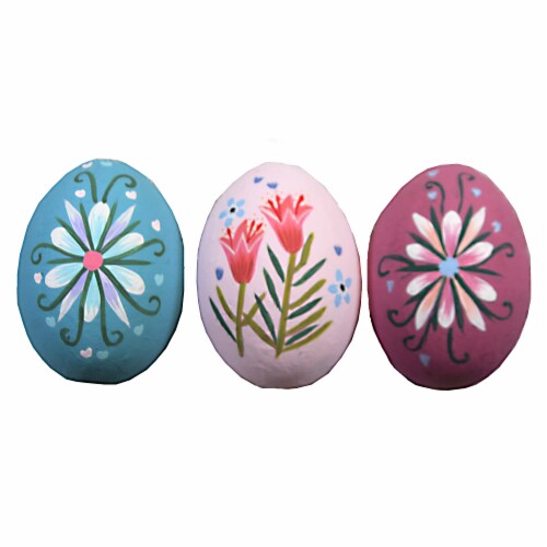 Easter Floral Eggs Paper Mache Hand-Painted Paper Mache Vi0854 Rose Perspective: front