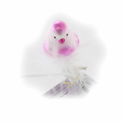 Inge Glas Spring Bird Glass Clip-On Ornament 10114S021 Pink Perspective: front