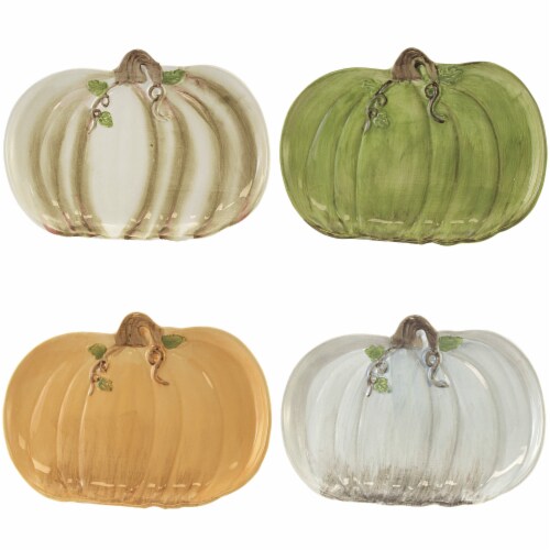 Tabletop Heirloom Pumpkin Plate Dolamite Fall Thanksgiving St/4 H9395 Perspective: front