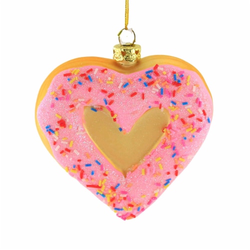 Holiday Ornament I Heart Donuts Glass Christmas Sweets Sprinkles Go8212 Heavy Perspective: front