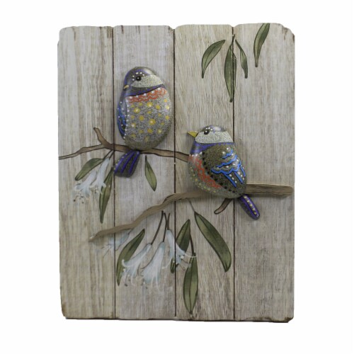Home Decor Painted Pebble Bird Plaques Wood Raised Er65116 Tall Perspective: front