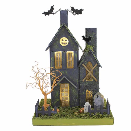 Cody Foster Haunting Halloween House Paper Bats Pumpkins Putz Ha011. Perspective: front