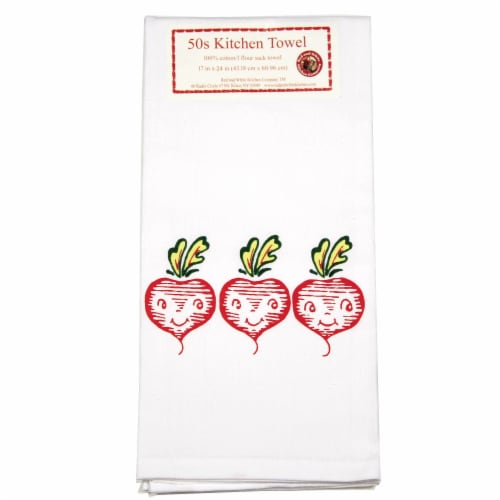 Decorative Towel Retro Radishes Kitchen 100% Cotton Vegetable Vl96 Perspective: front