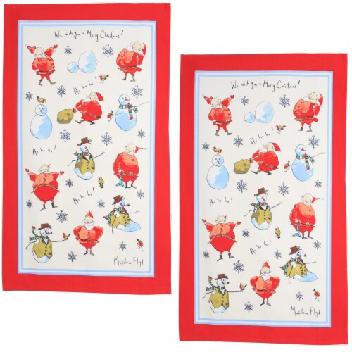 Tabletop Santa & Snowman Tea Towel Cotton Madeleine Floyd 022Msa Perspective: front