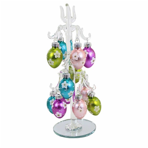 Easter Easter Tree W/Ornaments Set Glass Glitter Accents Ea16280 Flower Perspective: front