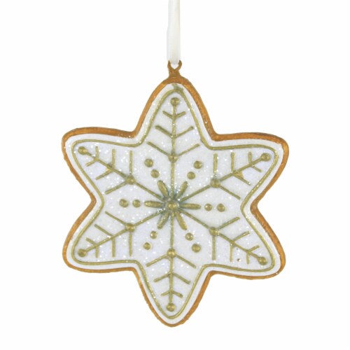 Holiday Ornament Gingerbread Snowflake Christmas Cookie Icing 134868 Gold Perspective: front