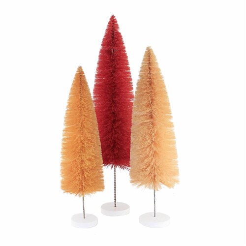Christmas Rose Rainbow Trees Plastic Bottle Brush Set Of 3 Ms6639ro Perspective: front