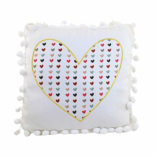 Valentine's Day Heart Pillow With Pom Poms Love Home Decor Cb177057 Heart Perspective: front