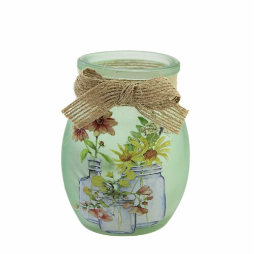 Stony Creek Mason Jar Blooms Lit Small Jar Electric Flowers Mother's Day Bfb2280 Coral Perspective: front