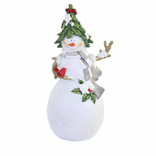 Christmas Snowman W/Cardinal Polyresin Figurine Red Bird Tree Y6870 Up